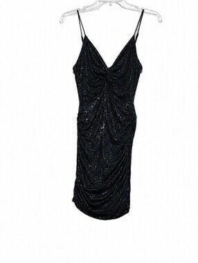 Lucy in the Sky Dark Blue Sparkly Scrunched Mini Dress Juniors Size Small